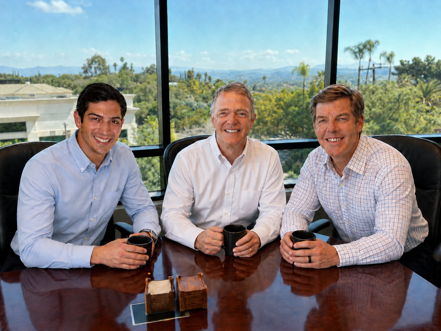 RED Seven Wealth Management team: Jerod Fenton, John Richardson, and Rosario Scappaticci in their Escondido office