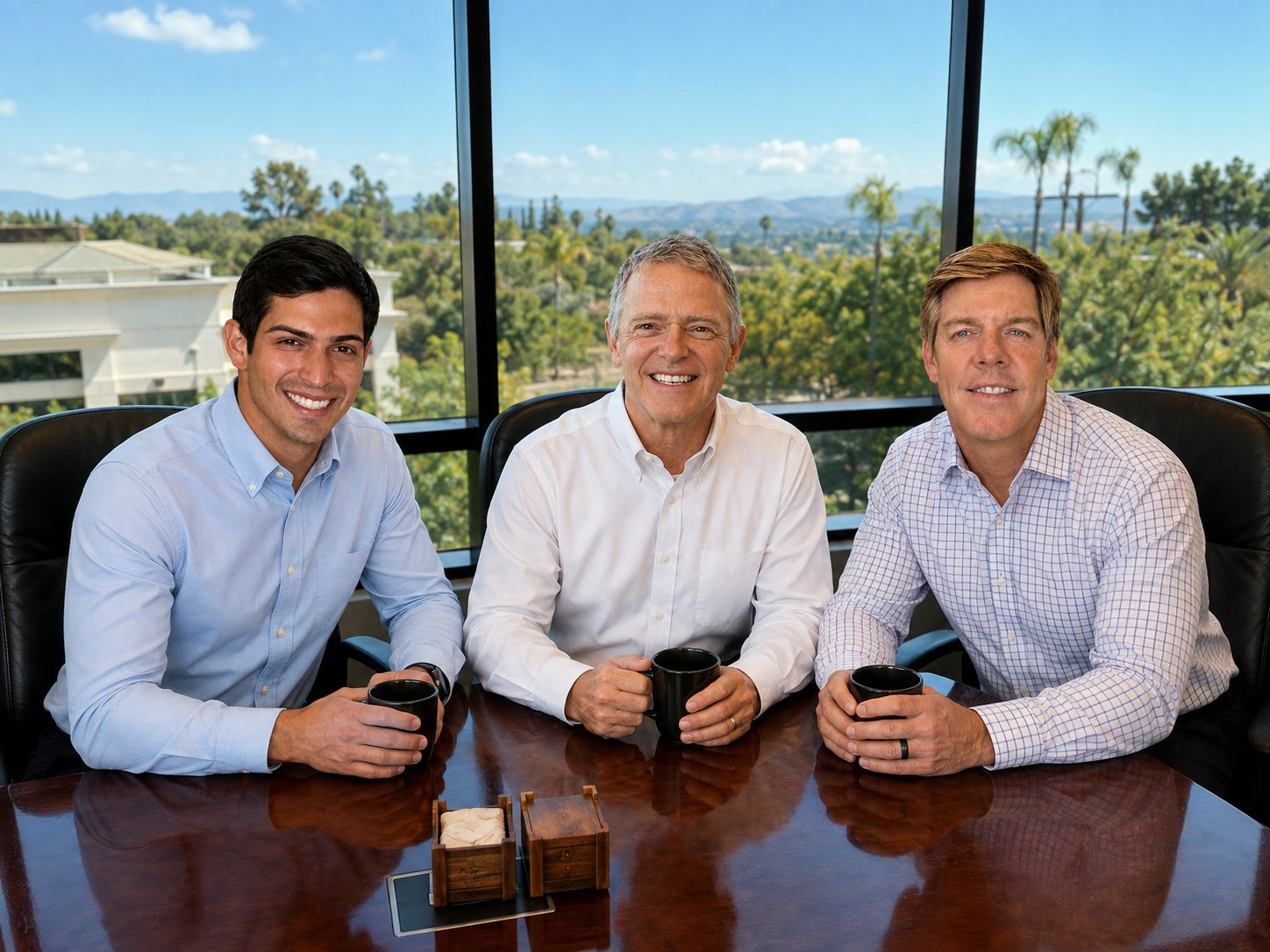RED Seven Wealth Management team: Jerod Fenton, John Richardson, and Rosario Scappaticci in their Escondido office